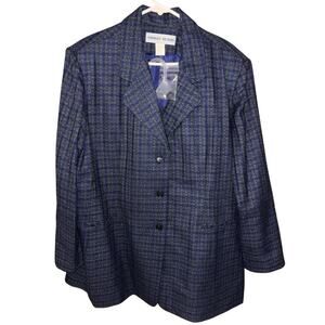 Adolfo Studio women’s tweed blue skirt suit set NEW (size 20W/22W)